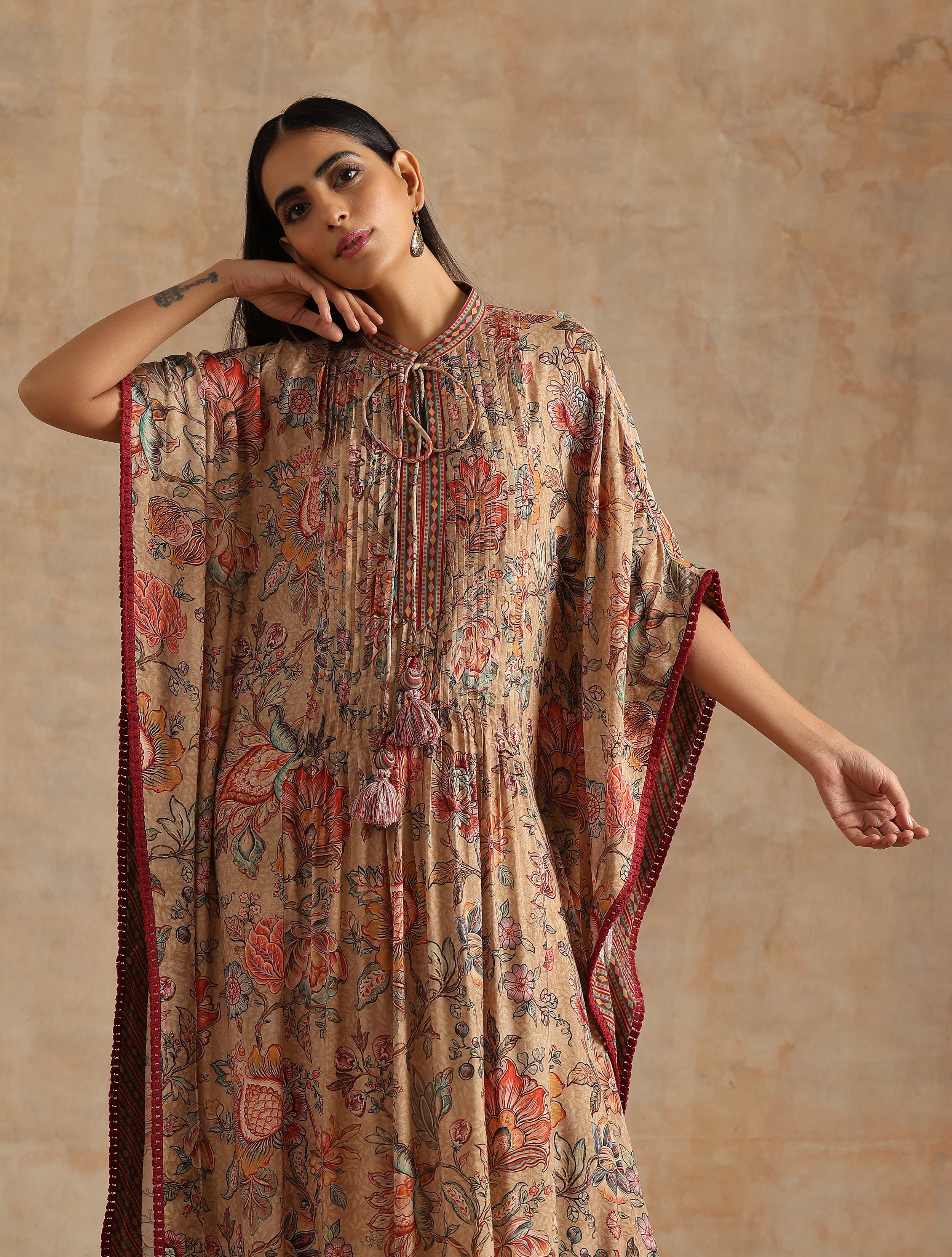 BADAMI JAAL PRINT LONG KAFTAN