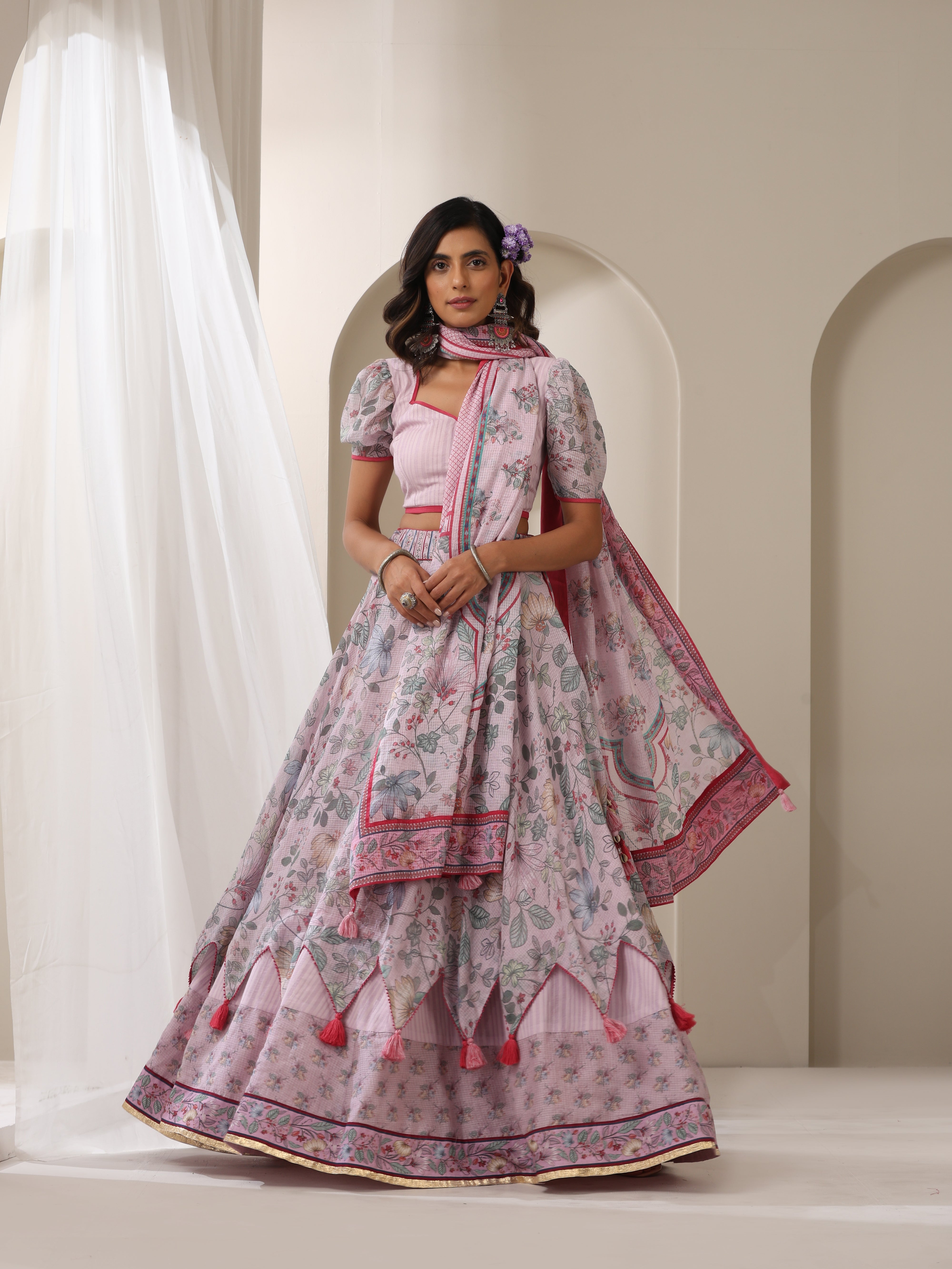 samvrih designer lilac lehenga set with dupatta
