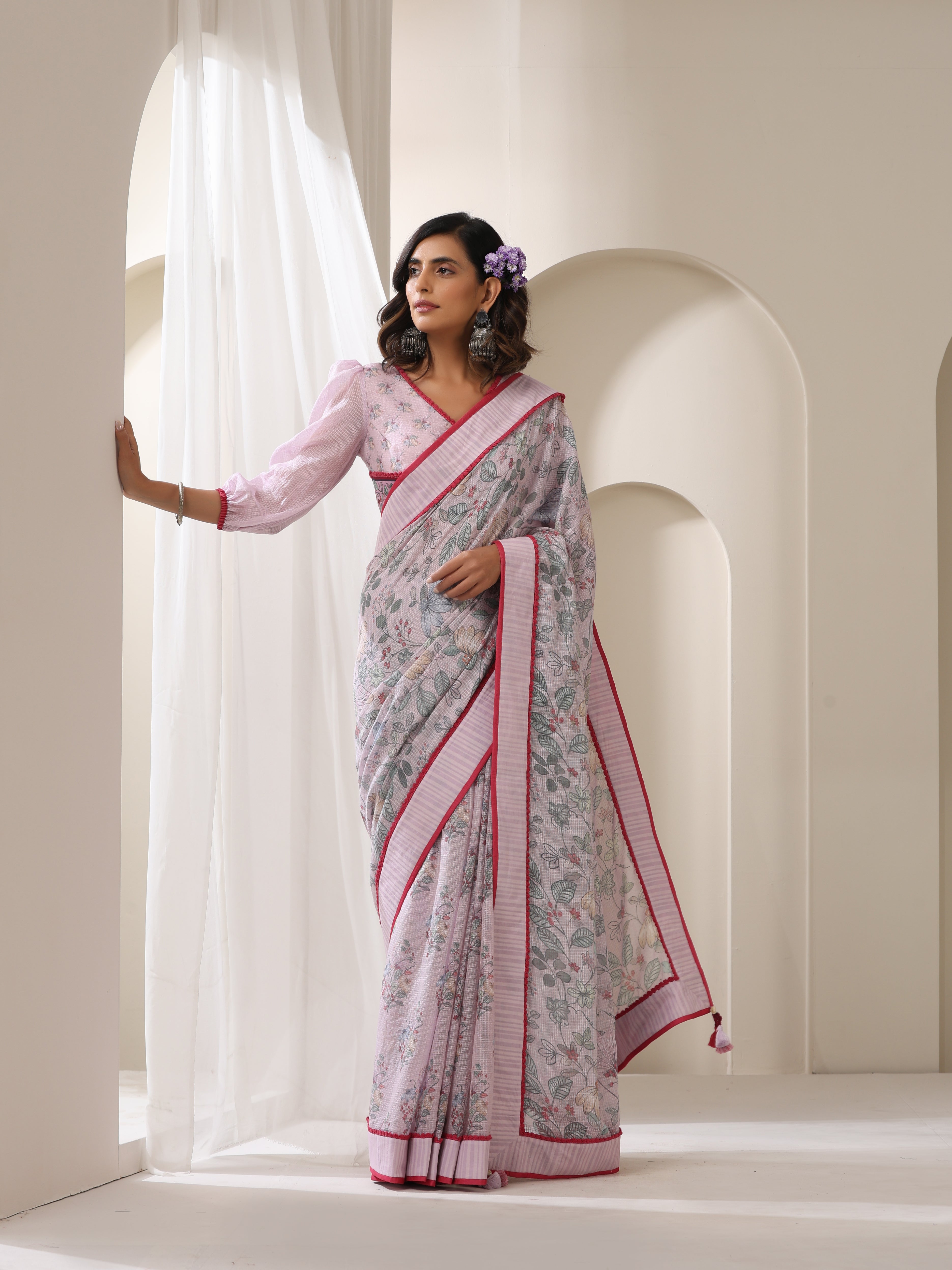 GULISTAN PALLU SAREE WITH PUFF SLEEVE BLOUSE