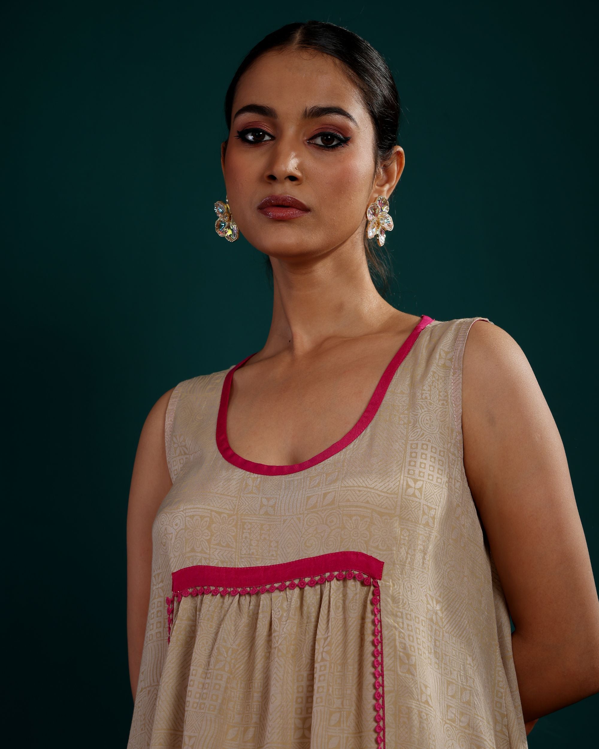 EMBROIDERED LONG SHRUG WITH SHORT DRESS