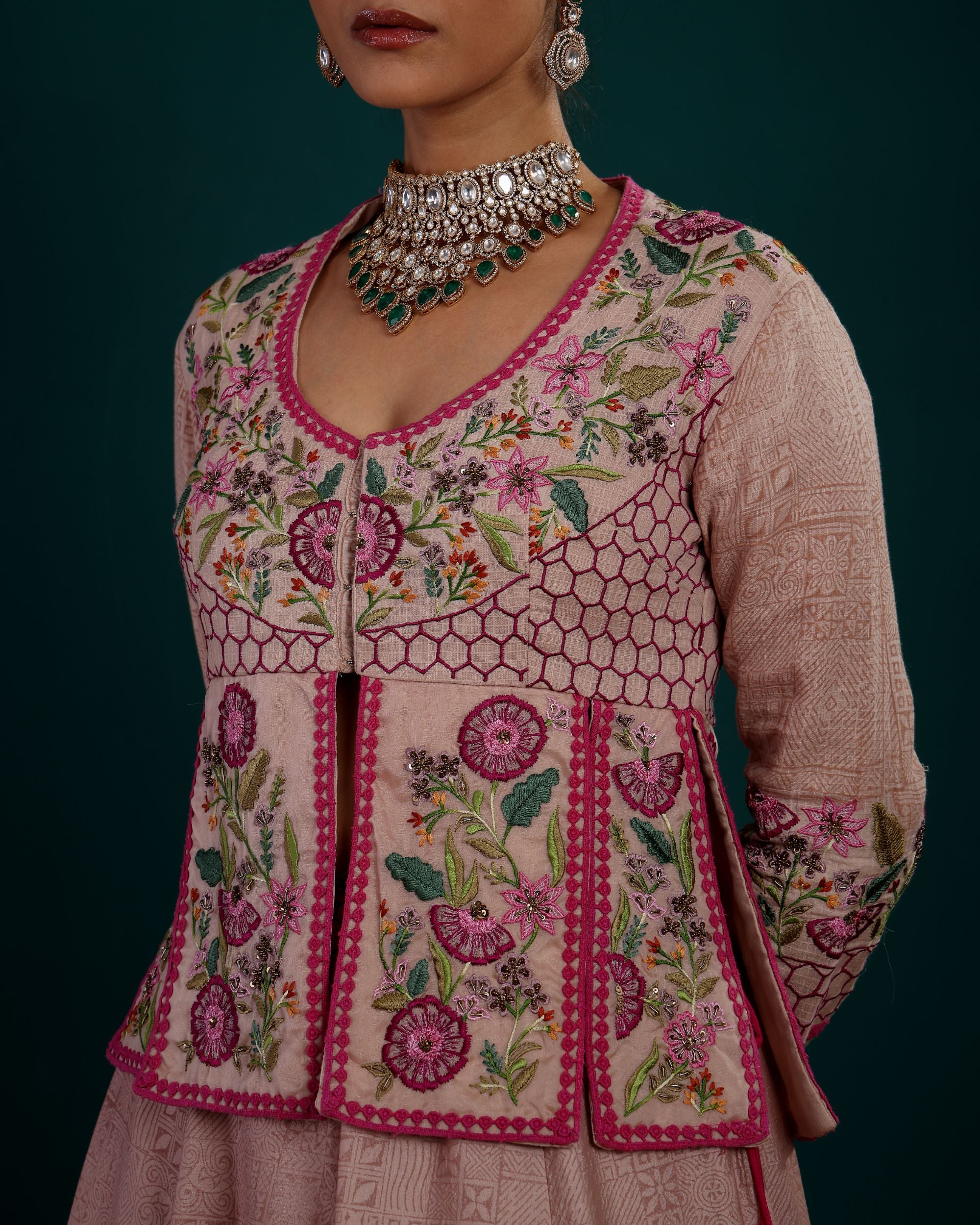 EMBROIDERY CUTWORK LEHANGA WITH HEAVY EMBROIDERED KURTI BLOUSE & ORGANZA DUPATTA