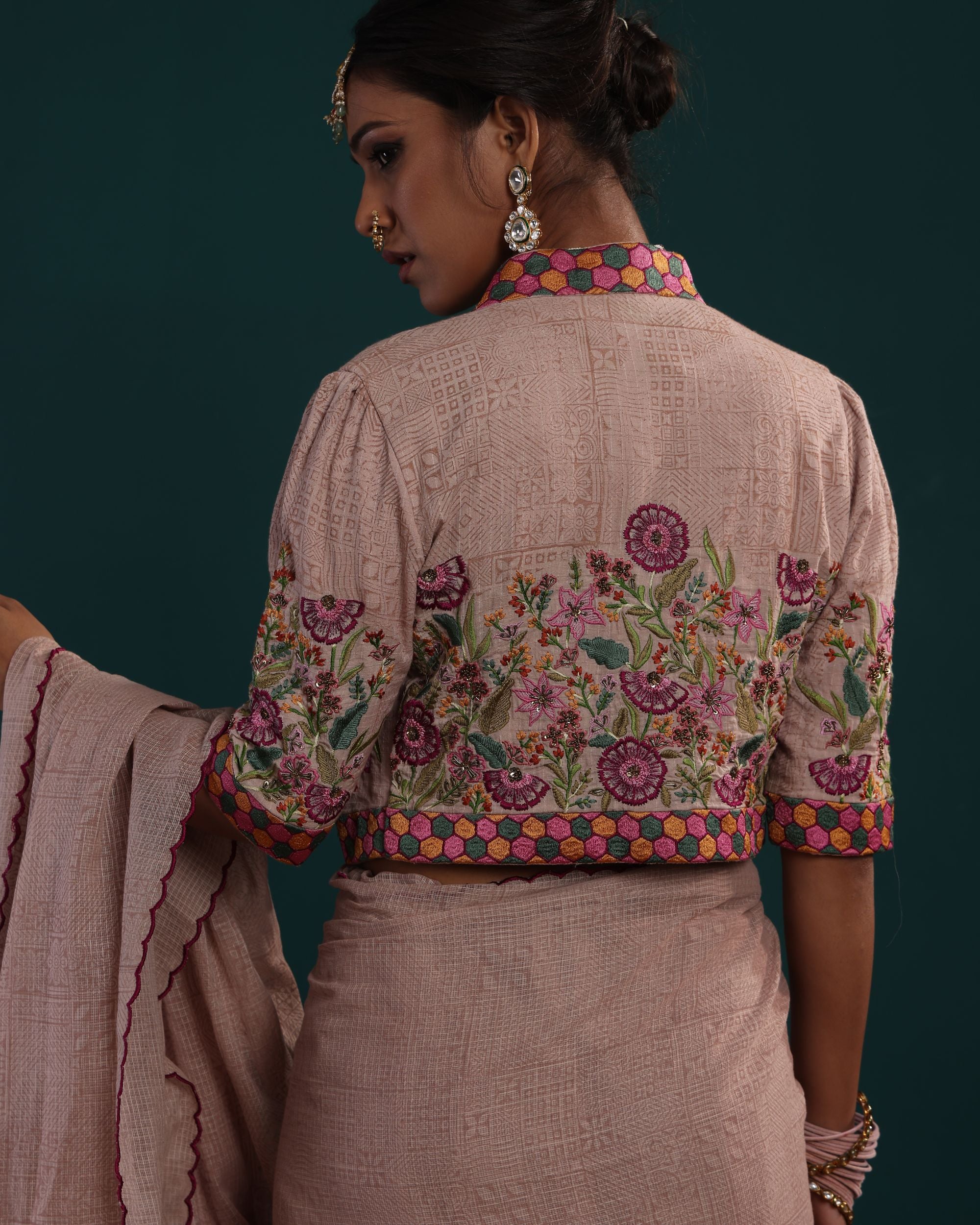 SCALLOP SAREE WITH HEAVY EMBROIDERED JACKET & INNER