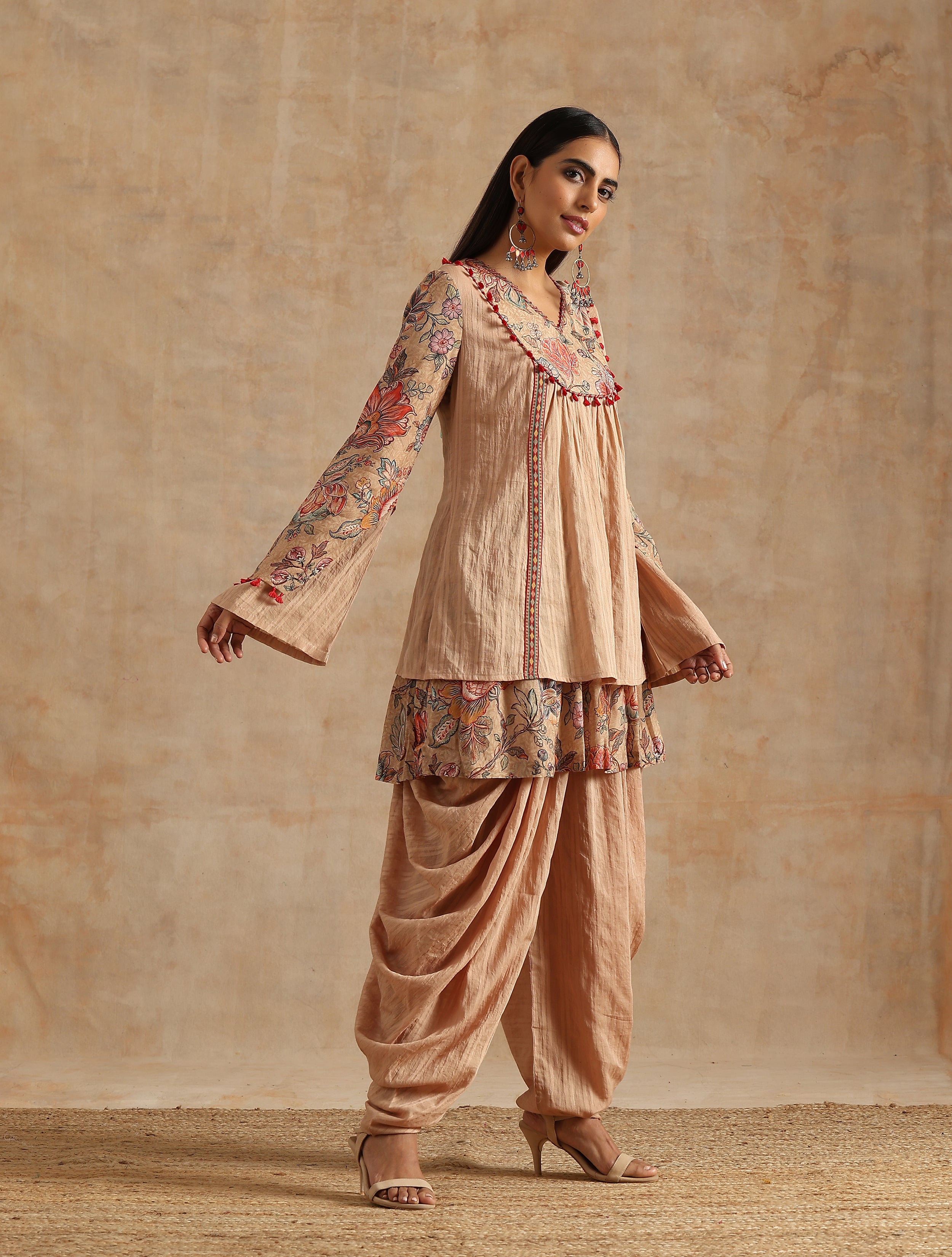 BADAMI JAAL YOKE KEDIA TOP WITH DHOTI PANT