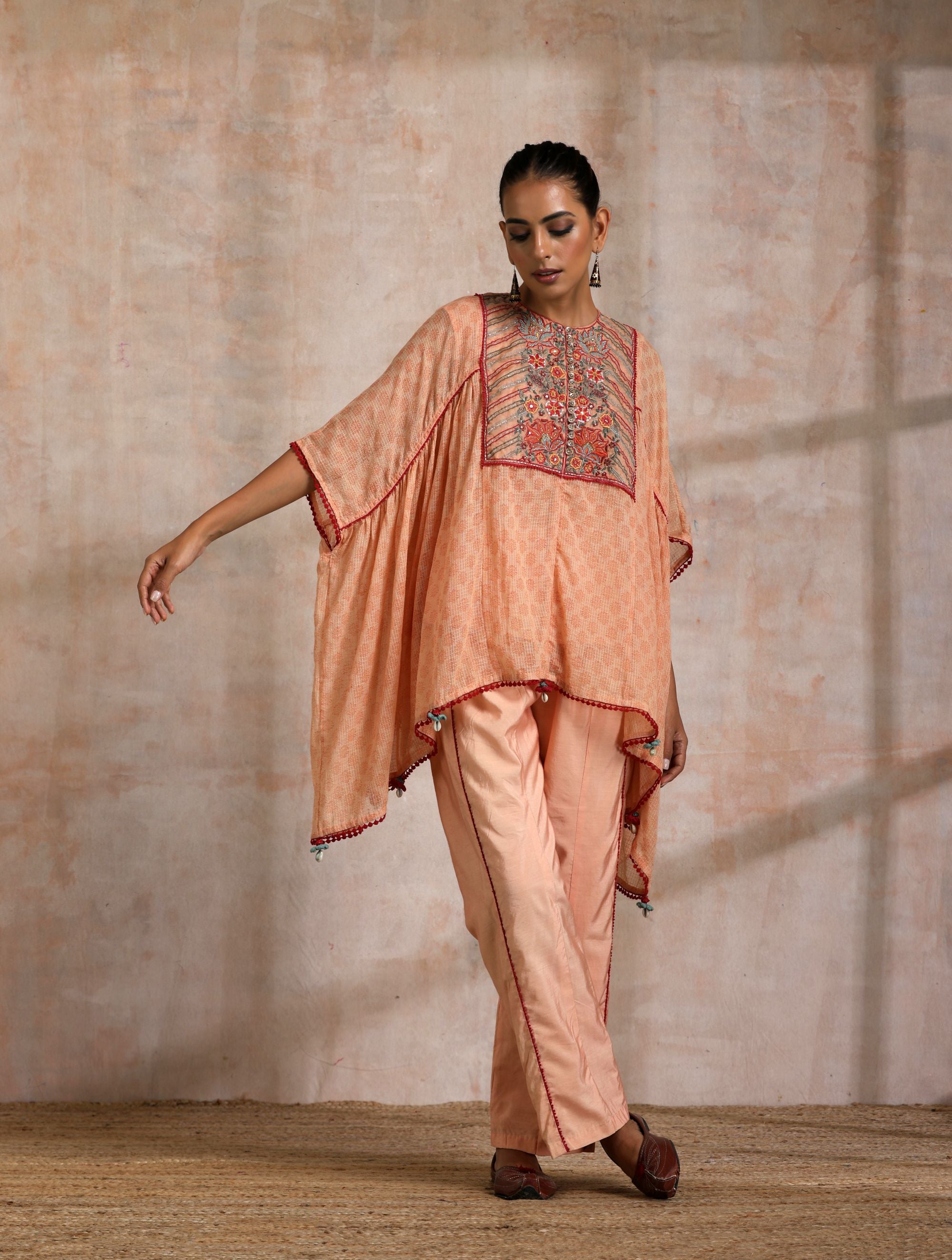 KESARI KOTA KAFTAN WITH EMBROIDERED YOKE