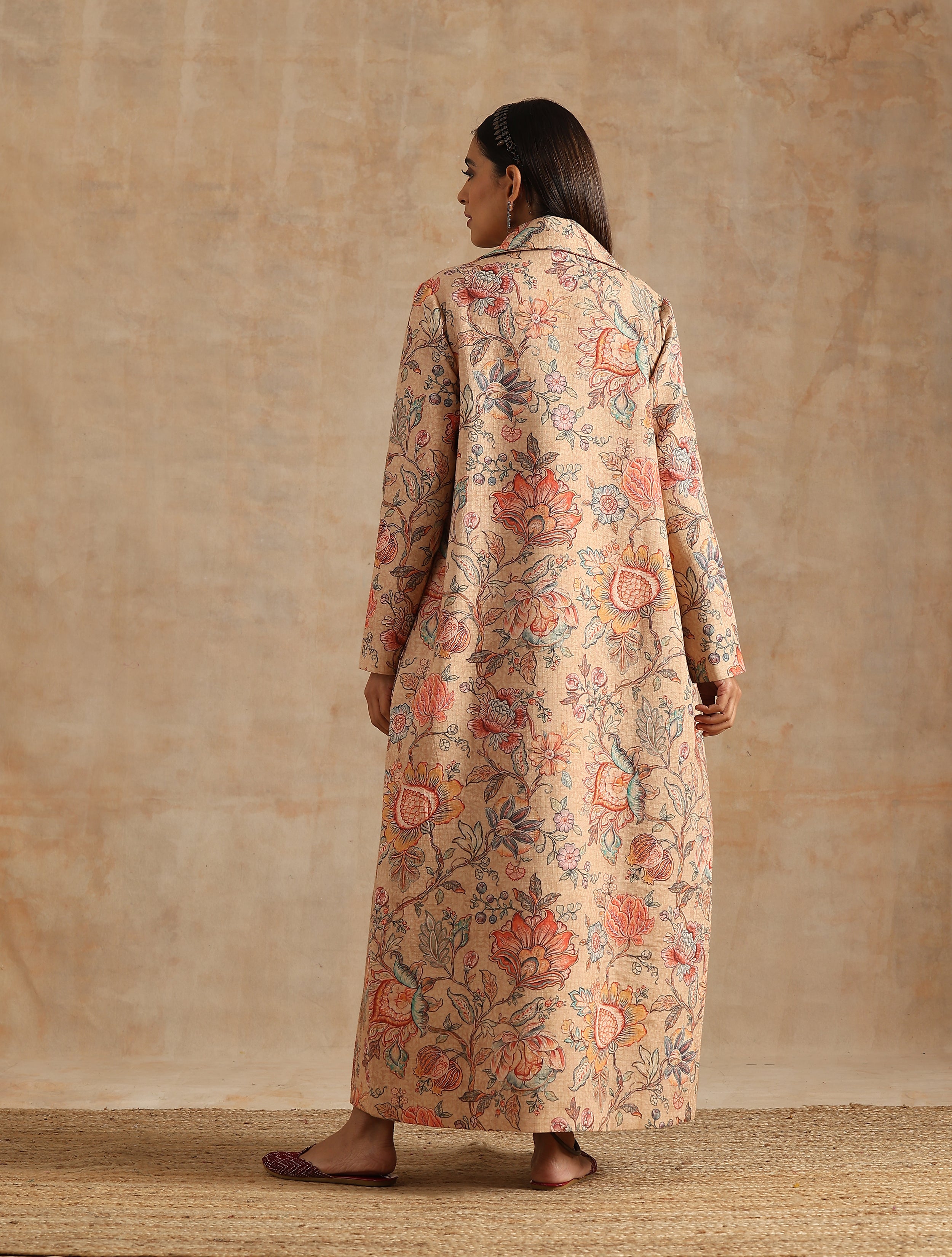 BADAMI JAAL PRINT JACKET AND PLAIN KOTA DRESS