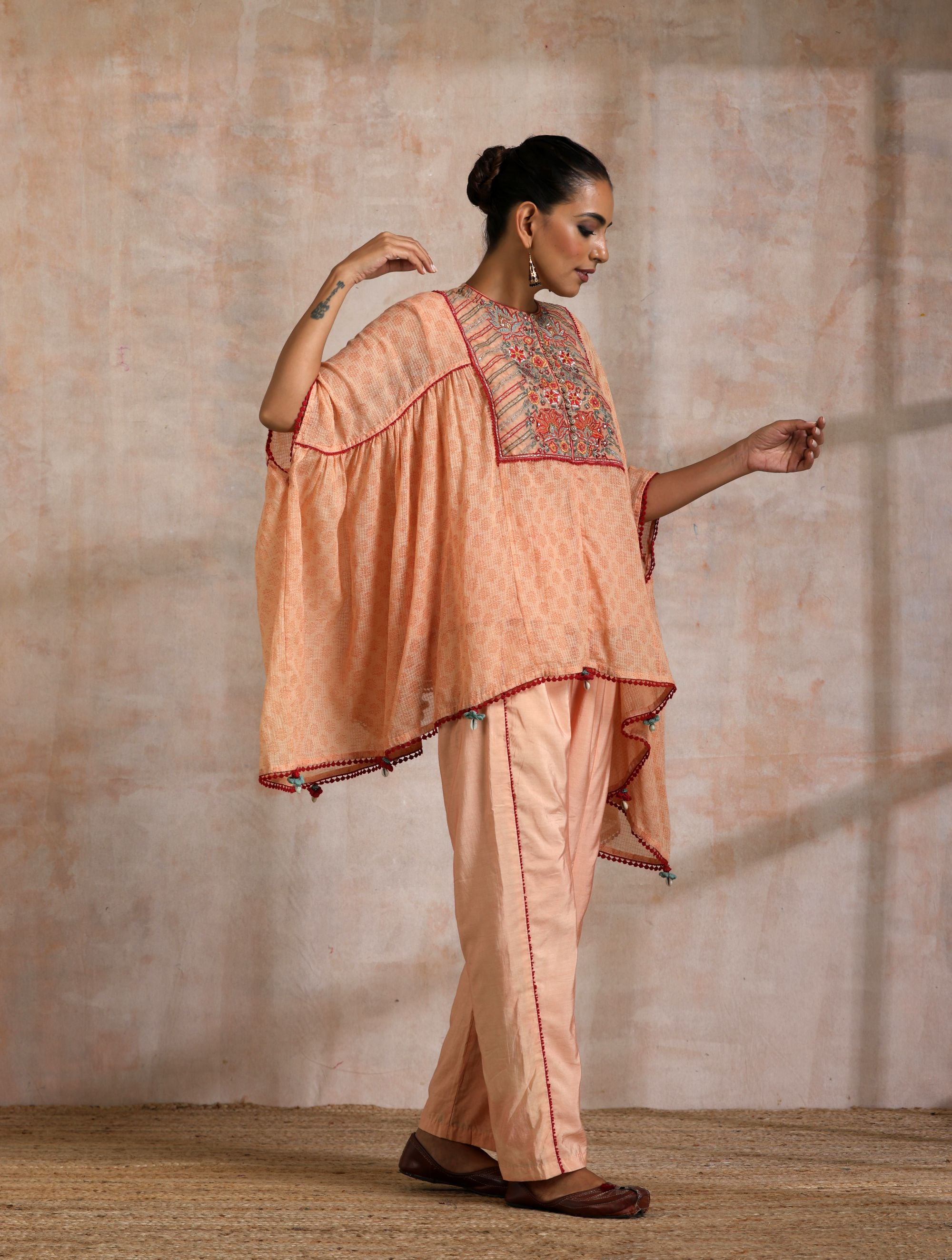 KESARI KOTA KAFTAN WITH EMBROIDERED YOKE