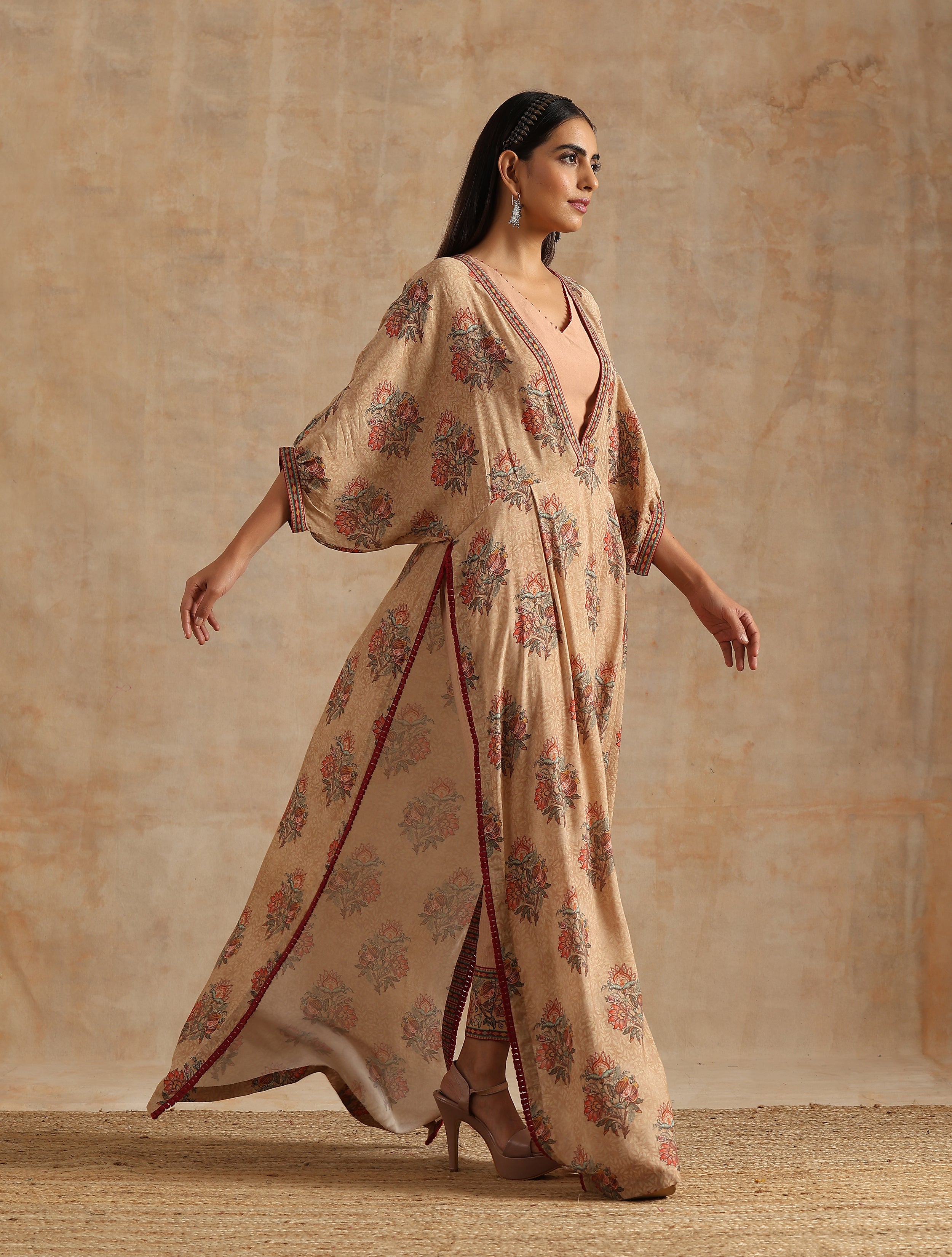 BADAMI BIG BOOTA KAFTAN DRESS WITH STRAIGHT PANT