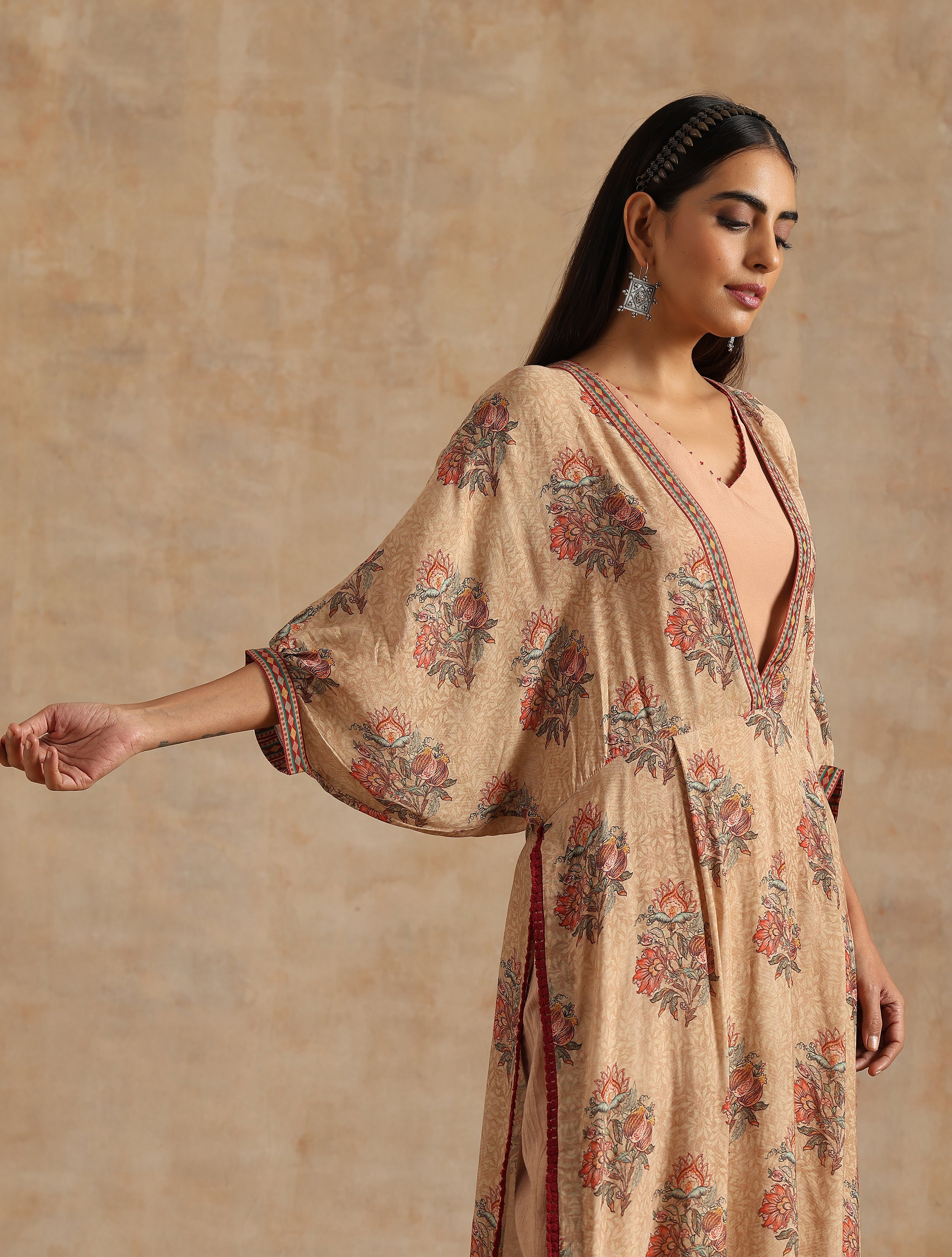 BADAMI BIG BOOTA KAFTAN DRESS WITH STRAIGHT PANT