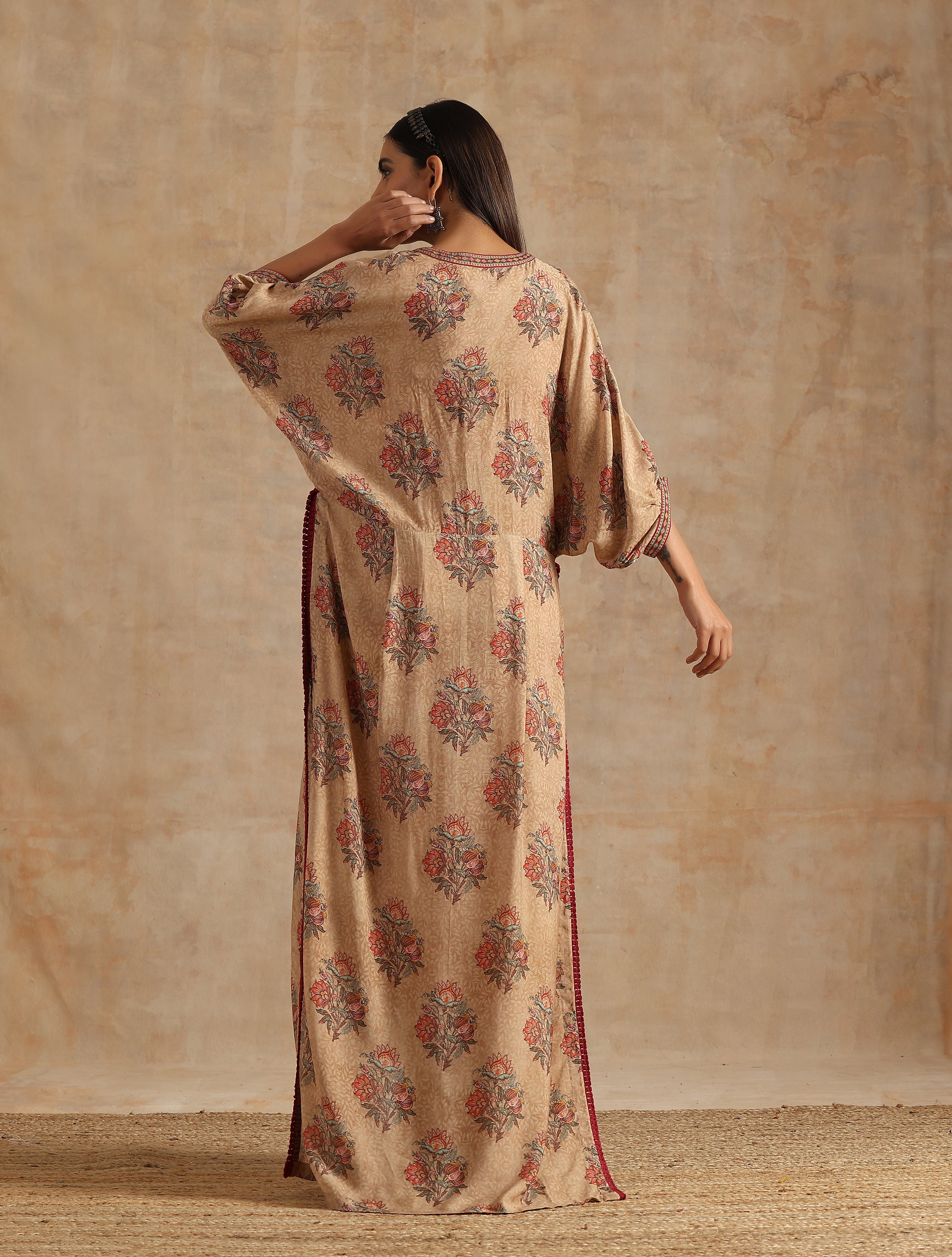 BADAMI BIG BOOTA KAFTAN DRESS WITH STRAIGHT PANT