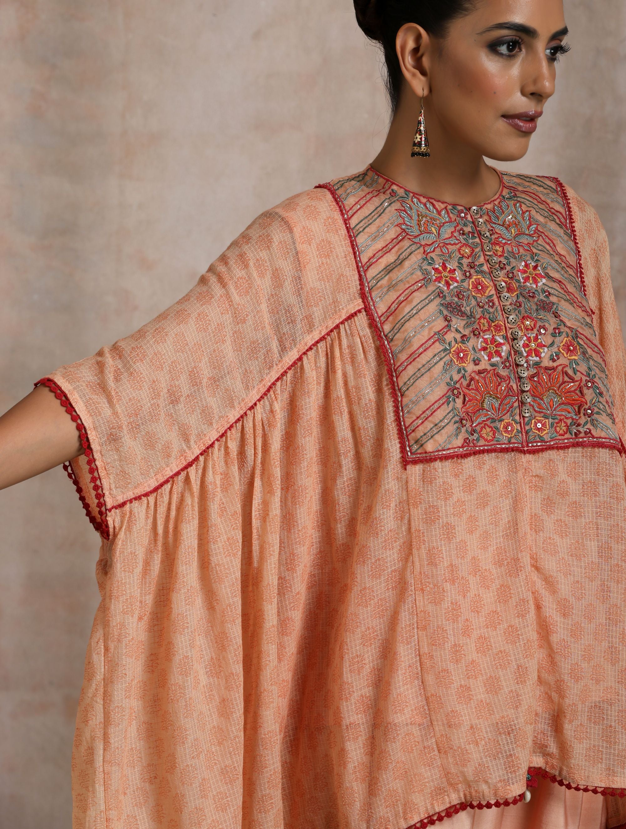 KESARI KOTA KAFTAN WITH EMBROIDERED YOKE