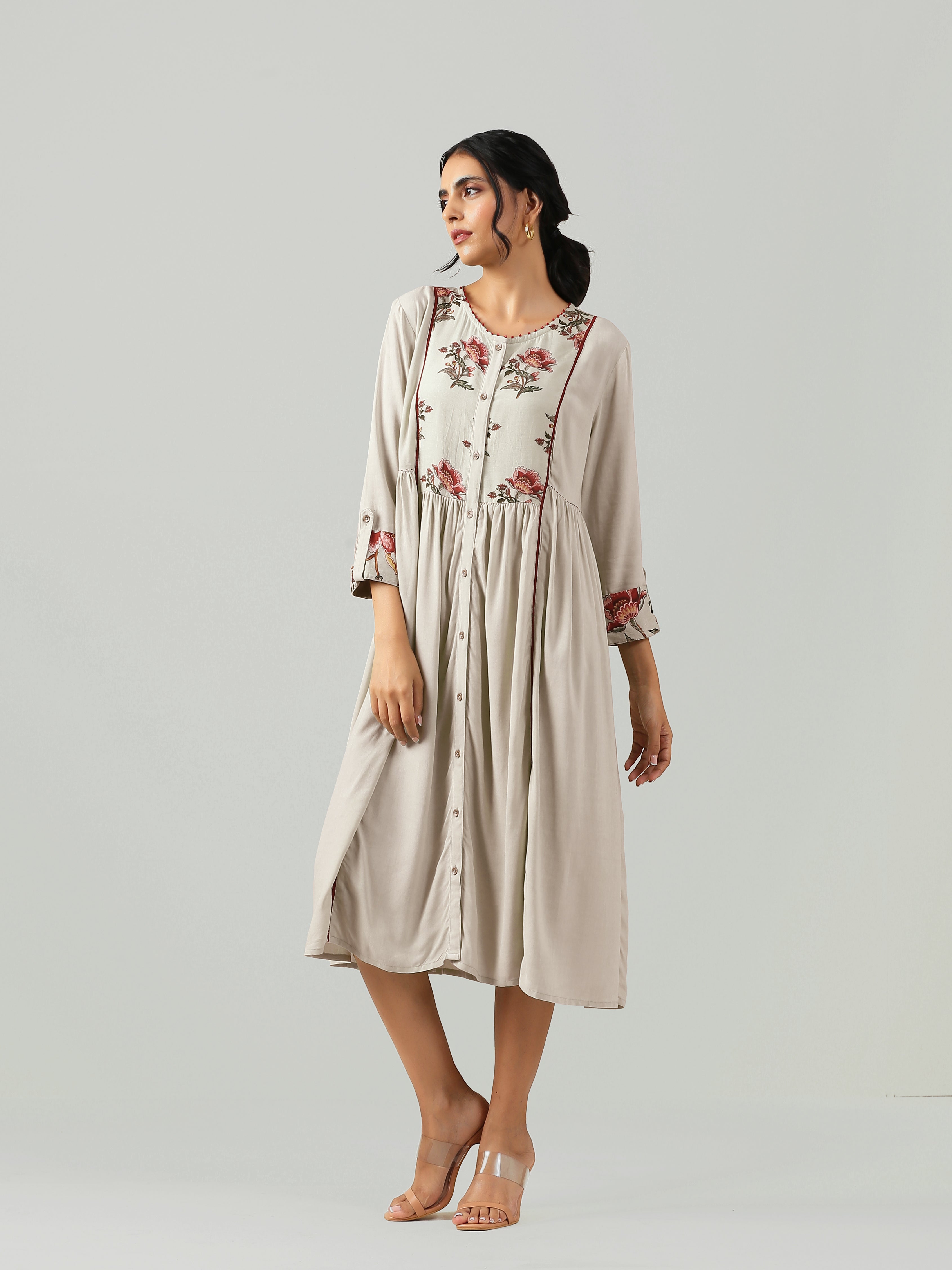 SHWET SUMAN BOOTA YOKE DRESS