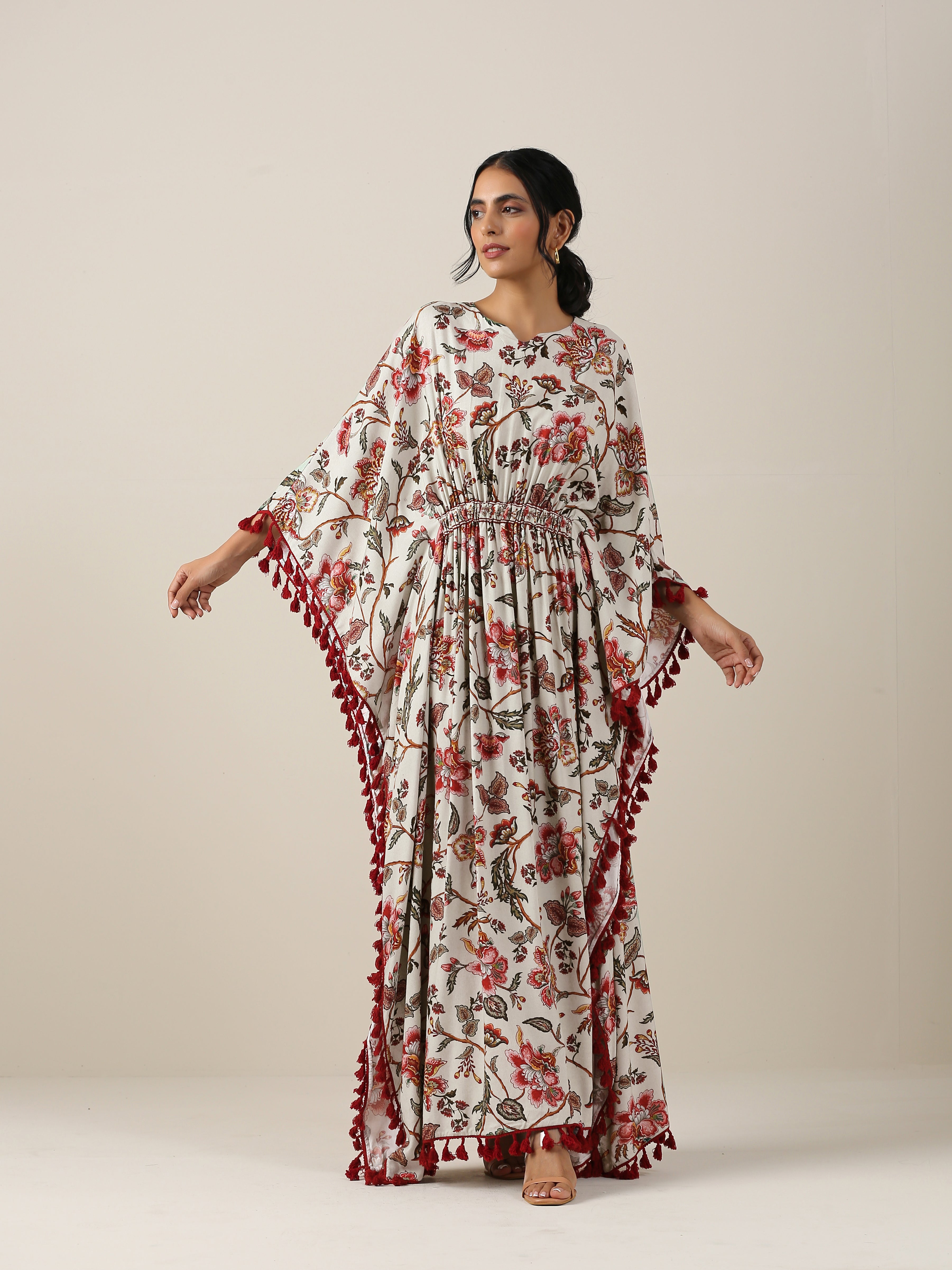 SHWET SUMAN JAAL PRINT KAFTAN