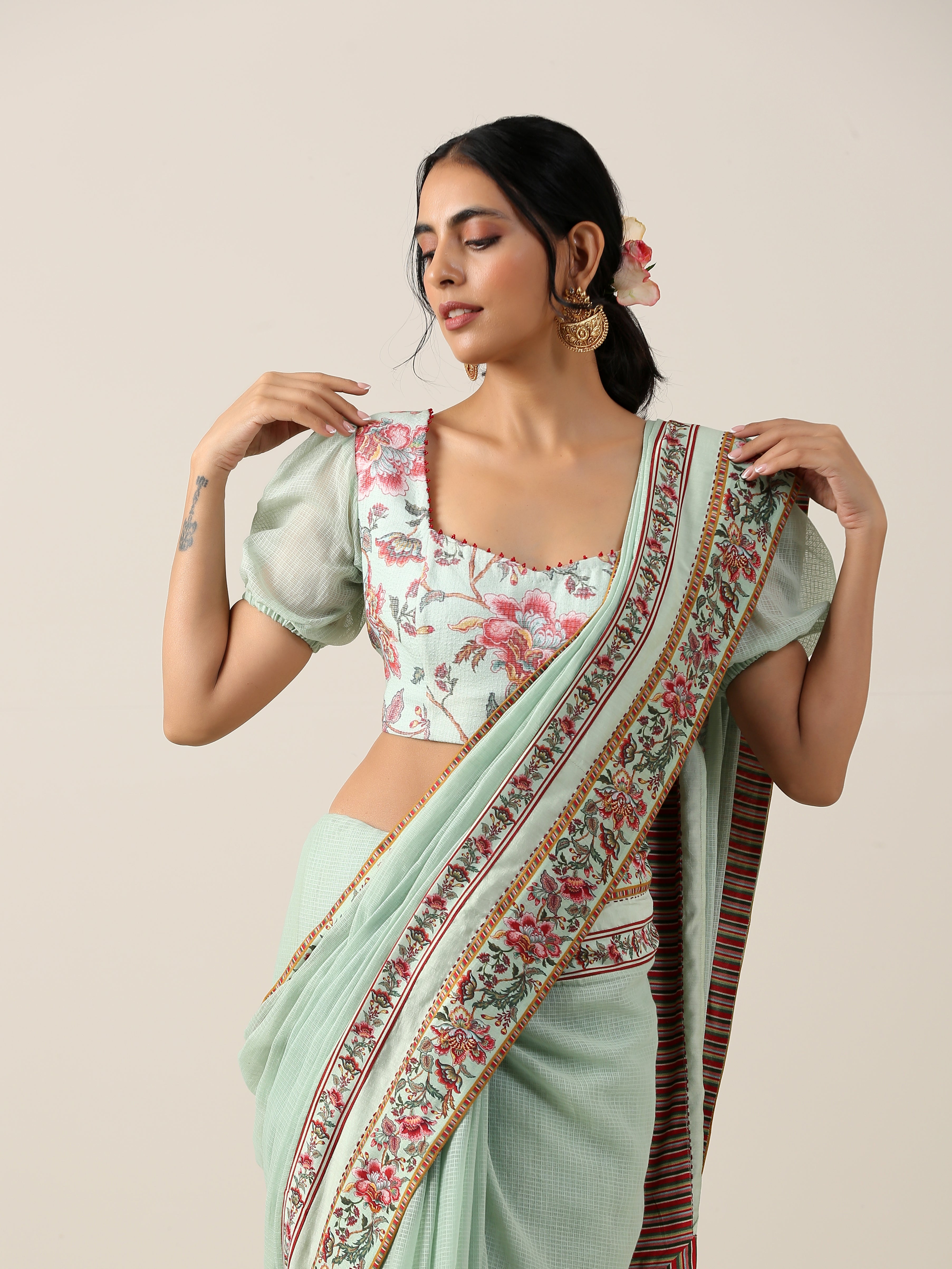 HARITA SUMAN DOUBLE BORDER SAREE SET