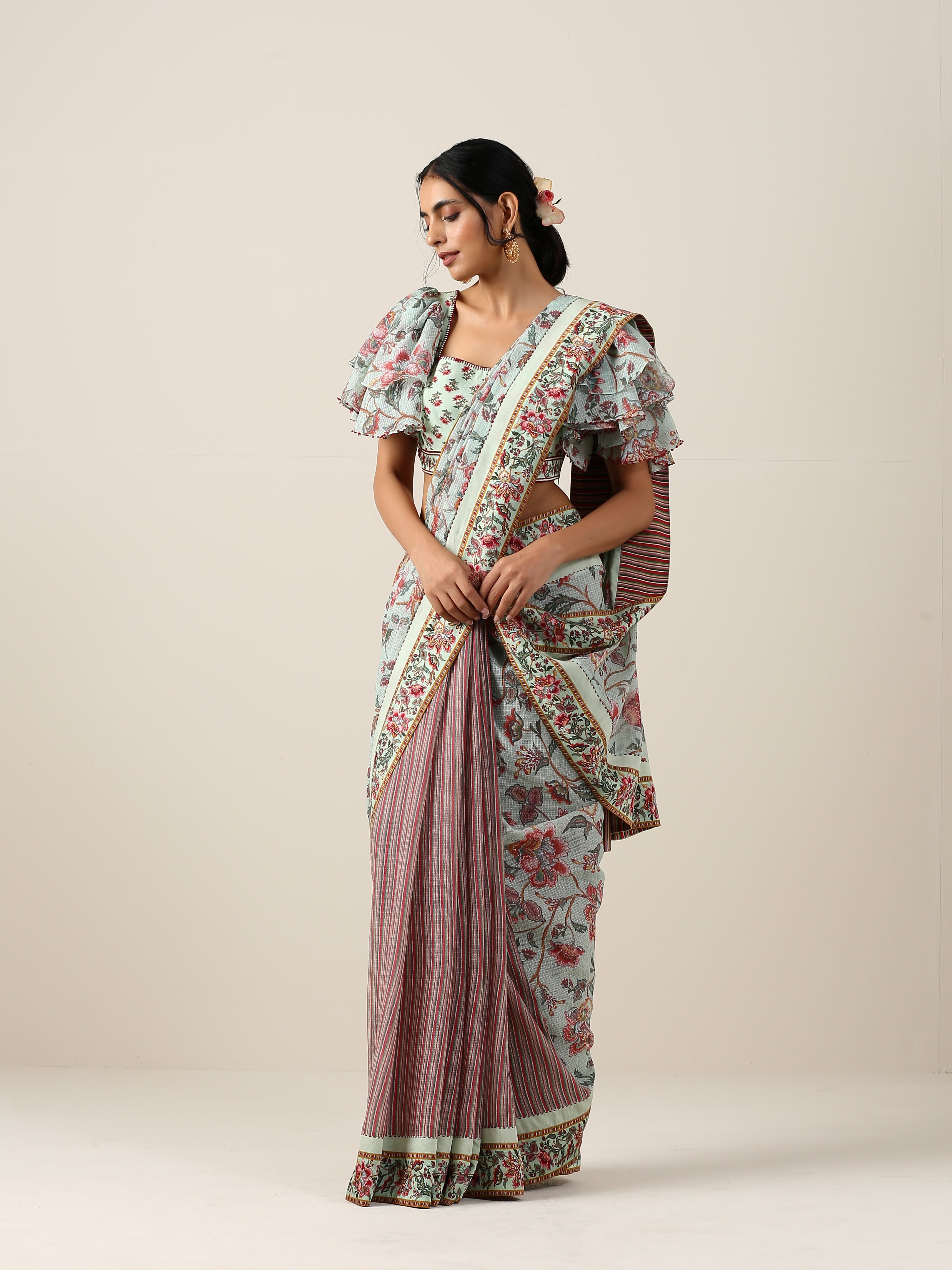 HARITA SUMAN JAAL DHARI SAREE SET